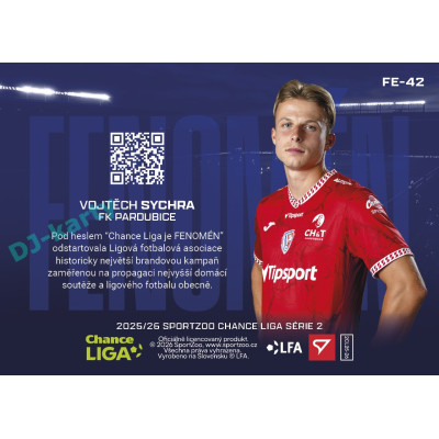2025/26 Sportzoo Chance Liga 2. série #FE-42 VOJTĚCH SYCHRA Fenomén