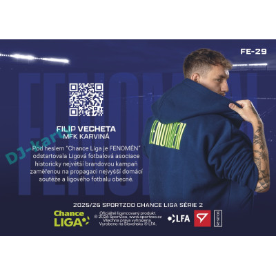 2025/26 Sportzoo Chance Liga 2. série #FE-29 FILIP VECHETA Fenomén