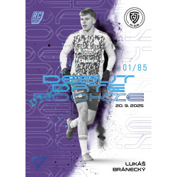 2025/26 Sportzoo Chance Liga 2. série #DR-18 LUKÁŠ BRÁNECKÝ Debut Date Rookie Amethyst Purple xx/85