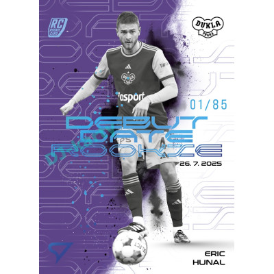 2025/26 Sportzoo Chance Liga 2. série #DR-13 ERIC HUNAL Debut Date Rookie Amethyst Purple xx/85