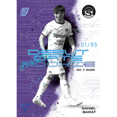 2025/26 Sportzoo Chance Liga 2. série #DR-12 DANIEL BARÁT Debut Date Rookie Amethyst Purple xx/85