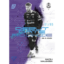 2025/26 Sportzoo Chance Liga 2. série #DR-05 MATEJ MALENŠEK Debut Date Rookie Amethyst Purple xx/85