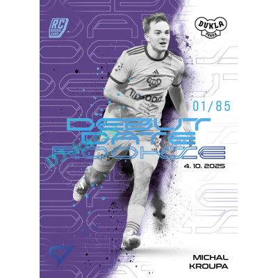 2025/26 Sportzoo Chance Liga 2. série #DR-15 MICHAL KROUPA Debut Date Rookie Amethyst Purple xx/85