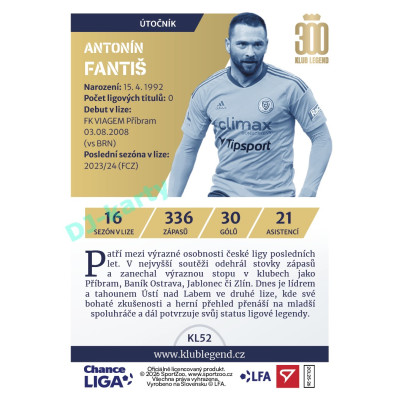 2025/26 Sportzoo Chance Liga 2. série #KL52 Antonín Fantiš Klub Legend
