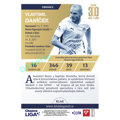 2025/26 Sportzoo Chance Liga 2. série #KL48 Vlastimil Daníček Klub Legend