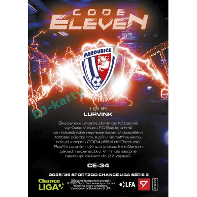 2025/26 Sportzoo Chance Liga 2. série #CE-34 LOUIS LURVINK Code Eleven