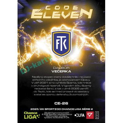 2025/26 Sportzoo Chance Liga 2. série #CE-26 DALIBOR VEČERKA Code Eleven