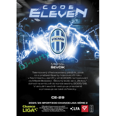 2025/26 Sportzoo Chance Liga 2. série #CE-29 MICHAL ŠEVČÍK Code Eleven