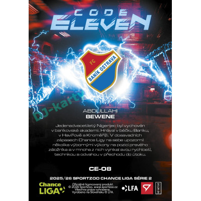 2025/26 Sportzoo Chance Liga 2. série #CE-08 ABDULLAHI BEWENE Code Eleven