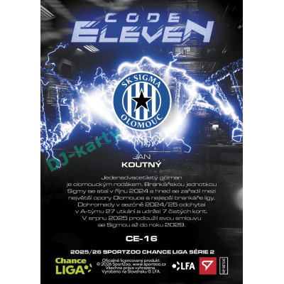 2025/26 Sportzoo Chance Liga 2. série #CE-16 JAN KOUTNÝ Code Eleven