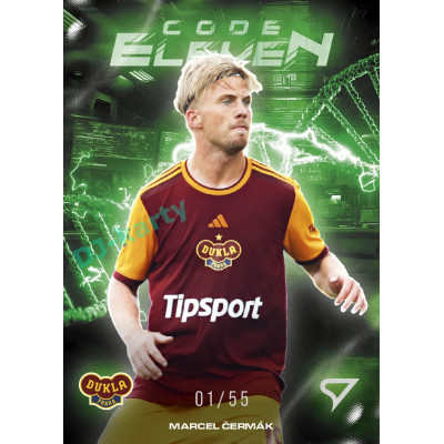 2025/26 Sportzoo Chance Liga 2. série #CE-32 MARCEL ČERMÁK Code Eleven Electric Green xx/55