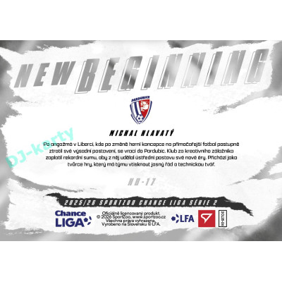 2025/26 Sportzoo Chance Liga 2. série #NB-17 MICHAL HLAVATÝ New Beginning