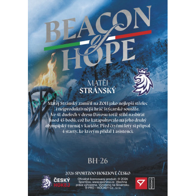 2026 Sportzoo Hokejové Česko #BH-26 Matěj Stránský Beacon of Hope