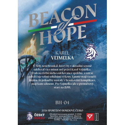 2026 Sportzoo Hokejové Česko #BH-04 Karel Vejmelka Beacon of Hope