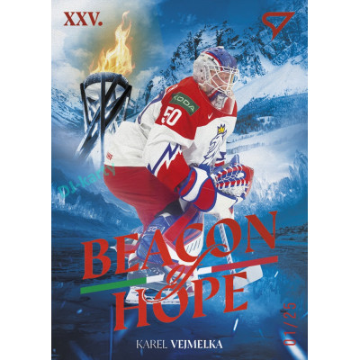 2026 Sportzoo Hokejové Česko #BH-04 Karel Vejmelka Beacon of Hope Fire Red xx/25
