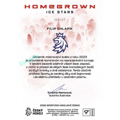 2026 Sportzoo Hokejové Česko #HS-17 Filip Chlapík Homegrown Ice Stars