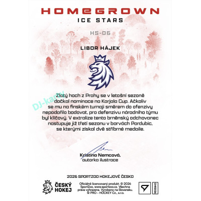 2026 Sportzoo Hokejové Česko #HS-06 Libor Hájek Homegrown Ice Stars
