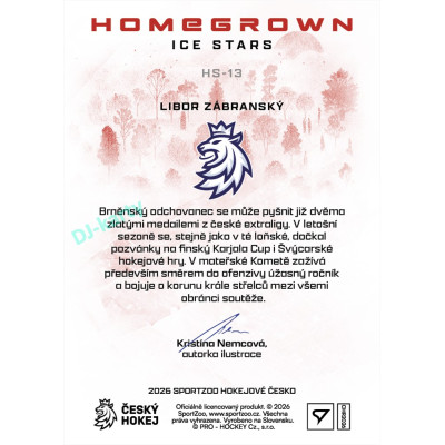 2026 Sportzoo Hokejové Česko #HS-13 Libor Zábranský Homegrown Ice Stars