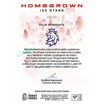 2026 Sportzoo Hokejové Česko #HS-10 Filip Pyrochta Homegrown Ice Stars