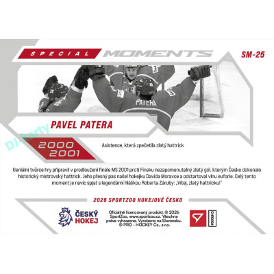 2026 Sportzoo Hokejové Česko #SM-25 Pavel Patera Special Moments