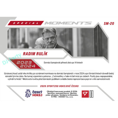2026 Sportzoo Hokejové Česko #SM-20 Radim Rulík Special Moments