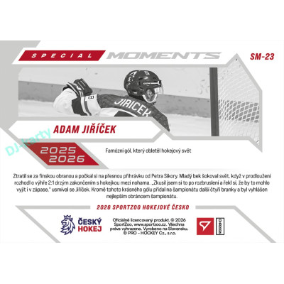 2026 Sportzoo Hokejové Česko #SM-23 Adam Jiříček Special Moments