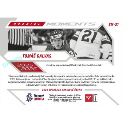 2026 Sportzoo Hokejové Česko #SM-21 Tomáš Galvas Special Moments