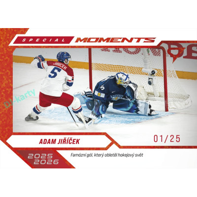 2026 Sportzoo Hokejové Česko #SM-23 Adam Jiříček Special Moments Party Red xx/25