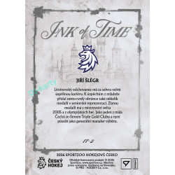 2026 Sportzoo Hokejové Česko #IT-2 Jiří Šlégr Ink of Time