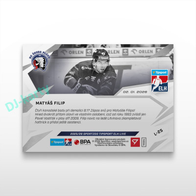 2025/26 Sportzoo ELH LIVE #L-25 Matyáš Filip  LIVE karta xx/xx