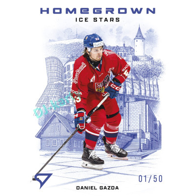 2026 Sportzoo Hokejové Česko #HS-05 Daniel Gazda Homegrown Ice Stars Stone Blue xx/50