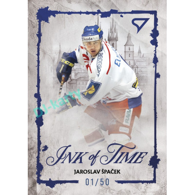 2026 Sportzoo Hokejové Česko #IT-3 Jaroslav Špaček Ink of Time Macaw Blue xx/50