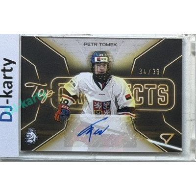 2026 Sportzoo Hokejové Česko #TPS-PT Petr Tomek Top Prospects Gold Auto xx/39