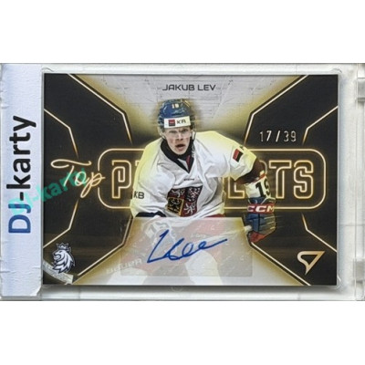 2026 Sportzoo Hokejové Česko #TPS-JL Jakub Lev Top Prospects Gold Auto xx/39