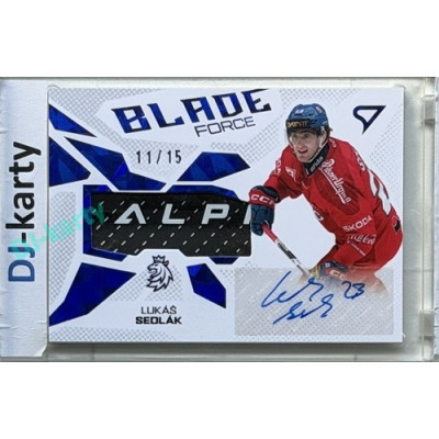 2026 Sportzoo Hokejové Česko #BFS-LS Lukáš Sedlák Blade Force Blue Auto 11/15
