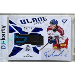 2026 Sportzoo Hokejové Česko #BFS-JT Jiří Ticháček Blade Force Blue Auto 05/15