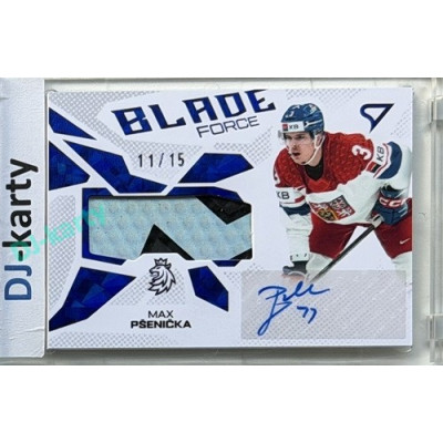 2026 Sportzoo Hokejové Česko #BFS-MP Max Pšenička Blade Force Blue Auto 11/15