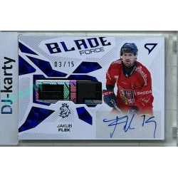 2026 Sportzoo Hokejové Česko #BFS-JF Jakub Flek Blade Force Blue Auto 03/15