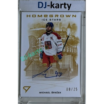 2026 Sportzoo Hokejové Česko #HSS-MS Michael Špaček Homegrown Ice Stars Gold Auto 08/25