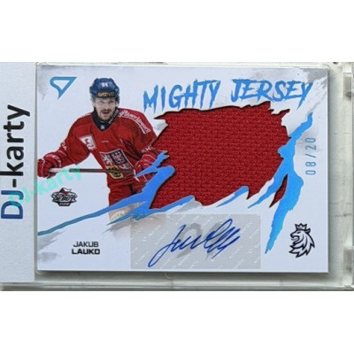 2026 Sportzoo Hokejové Česko #MJS-JL Jakub Lauko Mighty Jersey Blue Auto 08/20