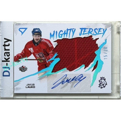 2026 Sportzoo Hokejové Česko #MJS-JL Jakub Lauko Mighty Jersey Blue Auto 15/20