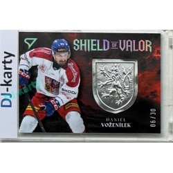 2026 Sportzoo Hokejové Česko #SV-DV Daniel Voženílek Shield of Valor Royal Silver 06/30