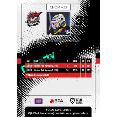 2025/26 Goal Cards Maxa liga 2.s. #CHOM - 33 Oskari Parviainen
