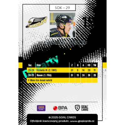 2025/26 Goal Cards Maxa liga 2.s. #SOK - 29 Alexander Lindelöf Nilsson