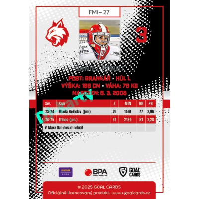 2025/26 Goal Cards Maxa liga 2.s. #FMI - 27 Daniel Forst