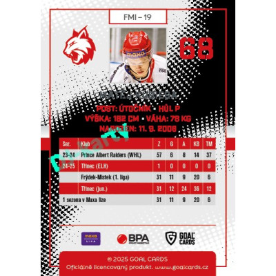 2025/26 Goal Cards Maxa liga 2.s. #FMI - 19 Matěj Kubiesa