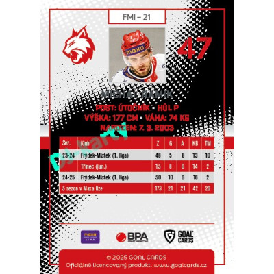 2025/26 Goal Cards Maxa liga 2.s. #FMI - 21 Michal Ramik