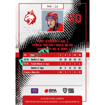 2025/26 Goal Cards Maxa liga 2.s. #FMI - 24 Matouš Ćmiel