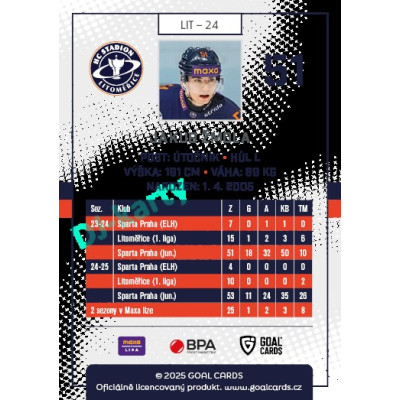 2025/26 Goal Cards Maxa liga 2.s. #LIT - 24 Jakub Žmola