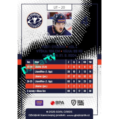 2025/26 Goal Cards Maxa liga 2.s. #LIT - 20 Lukáš Plos